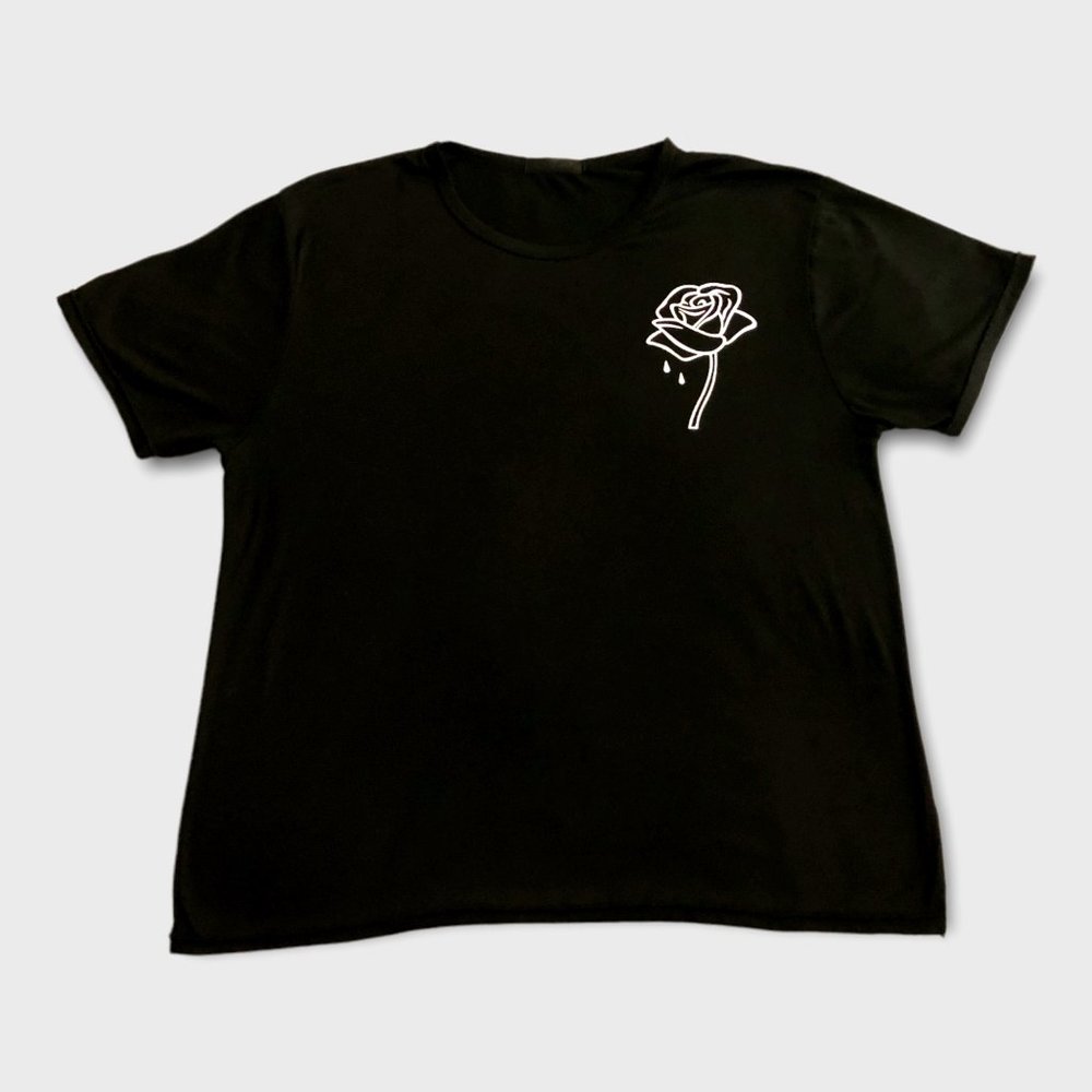 ZSIIBO Black Shirt Rose Graphic size XXL fitted stretchy